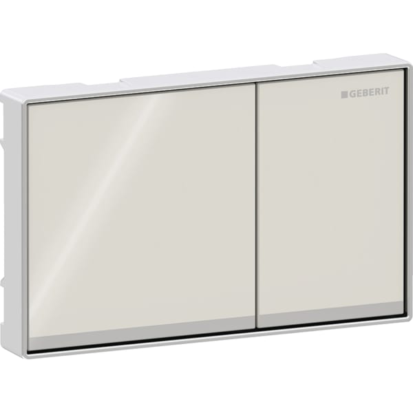 Geberit Omega60 BetPl., eckig, für 2-M-Sp. sandgrau Glas / Glas versp. /chrom glzd
