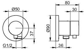 KEUCO Absperrventil IXMO Comfort 59541,rund Schlauchanschluss, verchromt