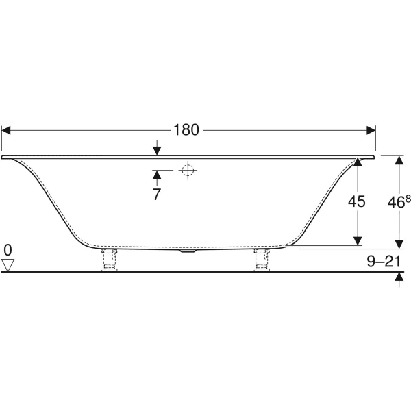 Geberit Soana Badewanne, schmaler Rand rechteckig, 180x80cm, weiß