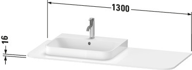Duravit Konsole m.1Aus.HappyD2+,16x1300x550mm Beckenposition l., weiß hochglanz