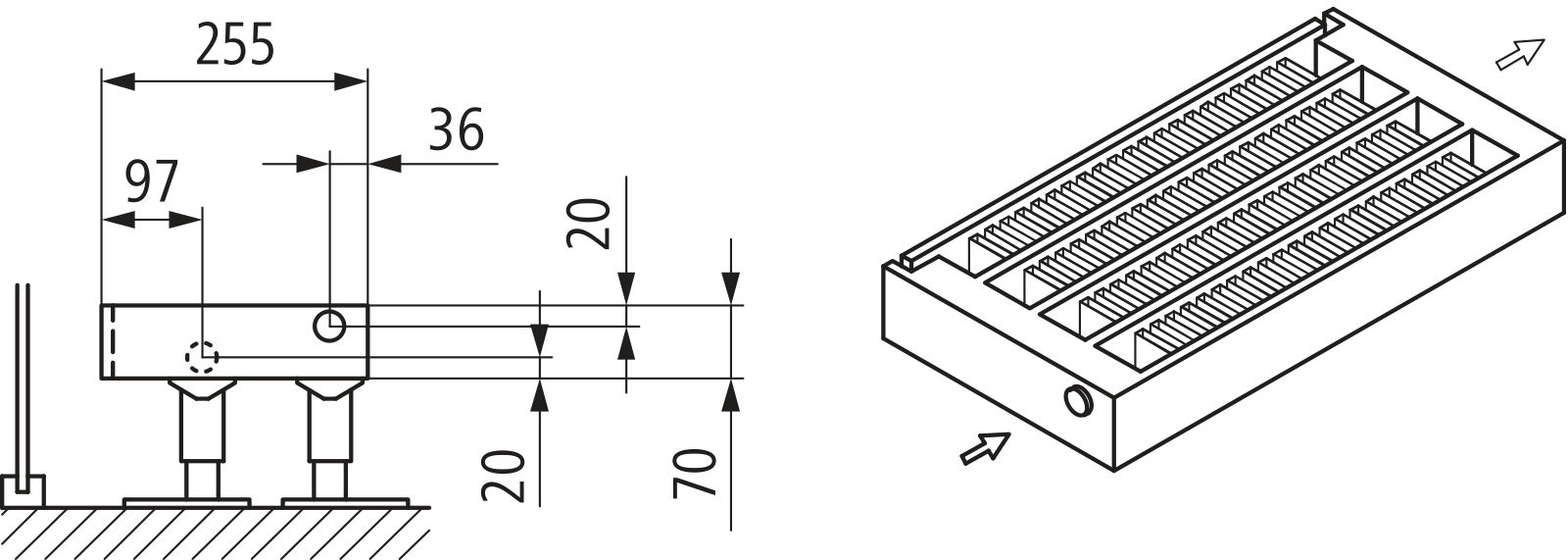 Kermi Kon m. Str. Typ44 BH280x255x1400 QN3034, weiß, 6bar, o. Abd., AB Uni.