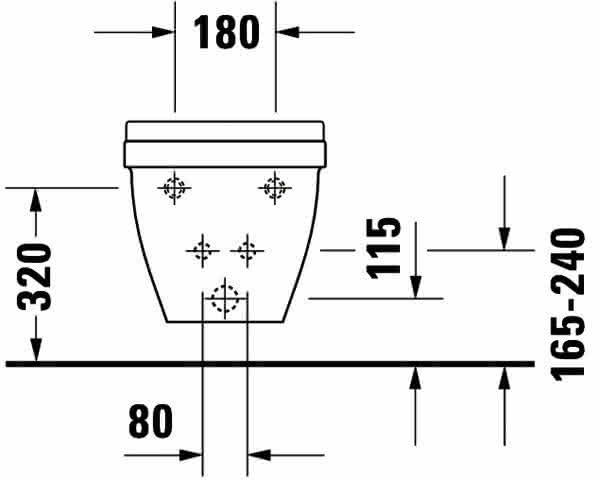 DU Wand-Bidet Starck 3 540 mm m.ÜL, m.HLB, 1 HL, Durafix, weiß
