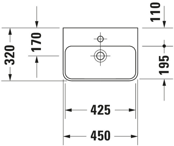 DU Handwaschbecken ME by Starck 450 mm mit ÜL, mit HLB, HL-Vorstich, weiß WG