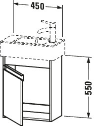 DU WTU wandhängend Ketho 225x450x550mm 1 Tür, TA li., f.070350, Eiche Natur