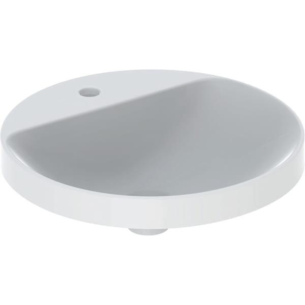 Geberit VariForm Einbauwaschtisch, rund m.HLB, d:48cm, o.Ül., glasiert, weiß