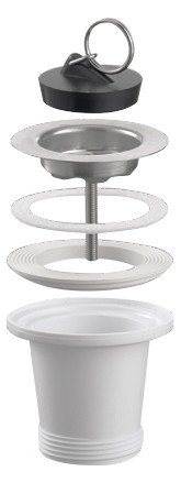 HAAS Ablaufventil 1 1/2 mit Edelstahlsieb und Ventilstopfen 45,5 mm