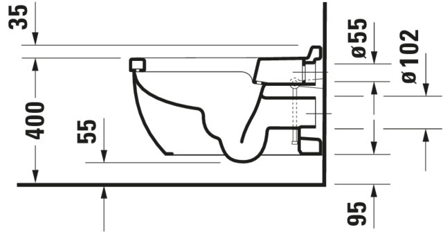 Duravit Wand-WC Starck 3 620 mm, Tiefspüler Durafix,f.SW m.verd.Anschl.,weiß,HYG