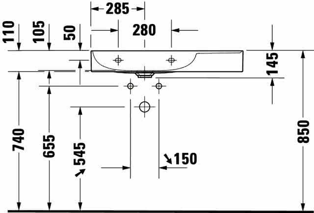 DU Möbel-WT DuraSquare 800mm, Weiß o.ÜL, m.HLB, o.HL, Becken links