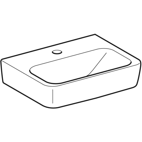 Geberit Renova Plan Handwaschbecken, 45x34cm m. Hl. mi., o. Ül., weiß, KeraTect