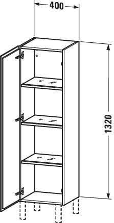 Duravit Halbhochschrank L-Cube 363x400x1320mm 1 Tür, TA li., Betongrau Matt