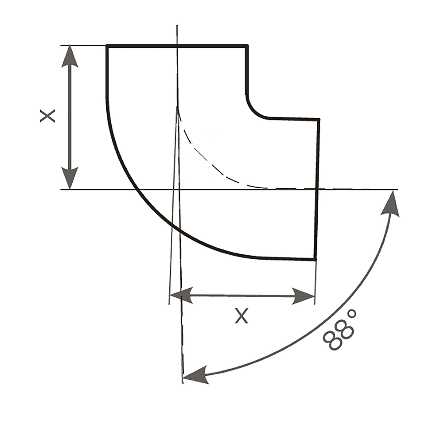 SML-Bogen DN 125, 88 Grad