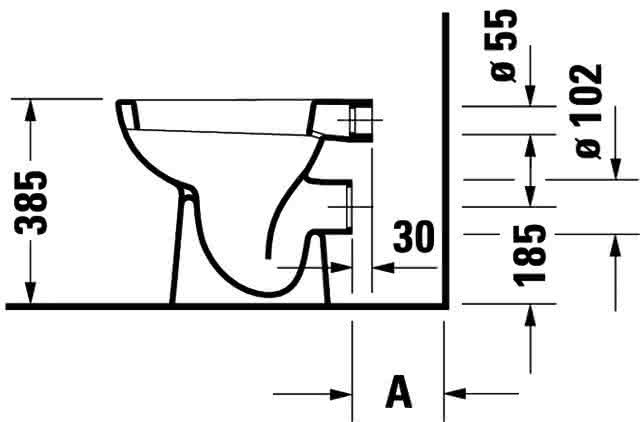 DU Stand-WC D-Code 480 mm Tiefspüler, Abgang waagrecht, weiß