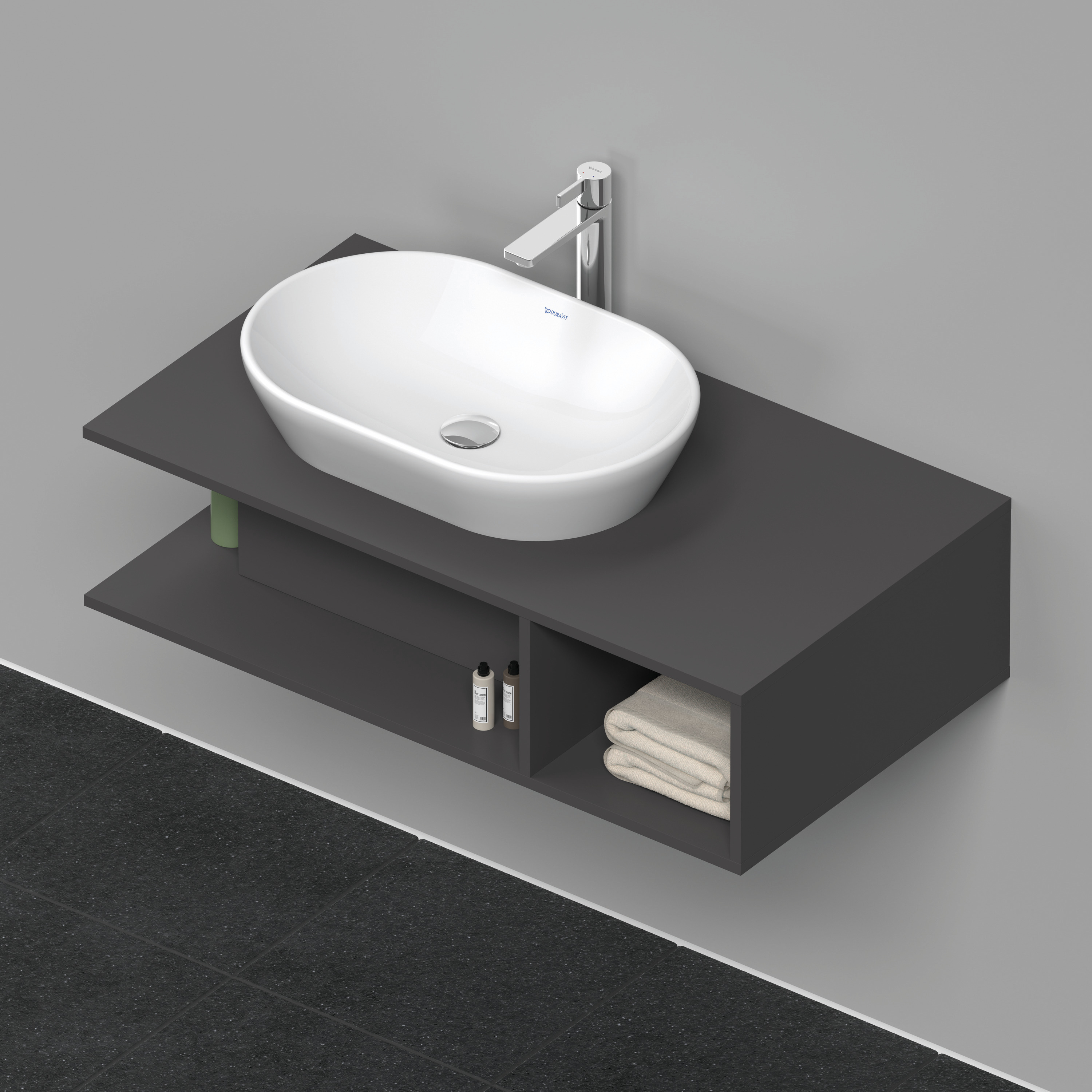 Duravit D-Neo WTU wandh.,1 offenes Fach r., 260x1000x550mm, Graphit Matt