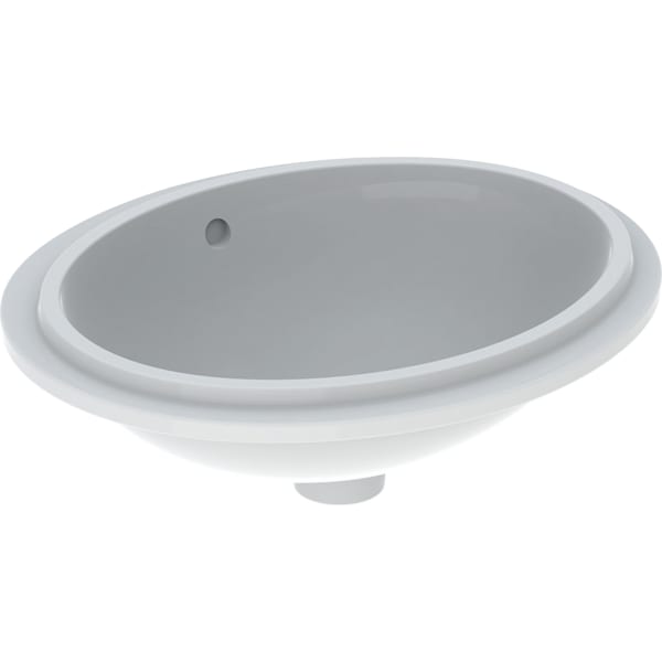 Geberit VariForm Unterbauwaschtisch, oval d:49,5x42cm, o. Hl, m. Ül., gl weiß,Tect