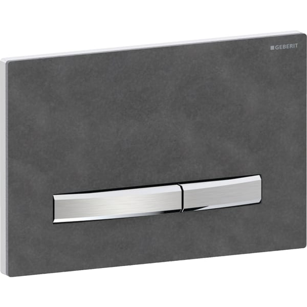 Geberit Sigma50 BetPl., eckig, 2-Mengen-Sp. chrom glänzend/M-Schiefer/chr gebü., Etc