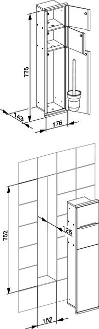 KEUCO Modul WC 1 Plan Integral 44964, verchromt/weiß, links angeschlagen