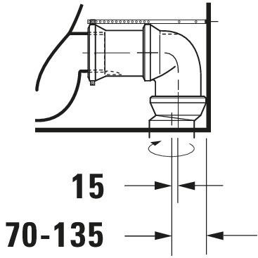 DU Stand-WC Kombi Starck 1 640 mm Tiefspüler, f.SPK, Abg.Vario, weiß WG