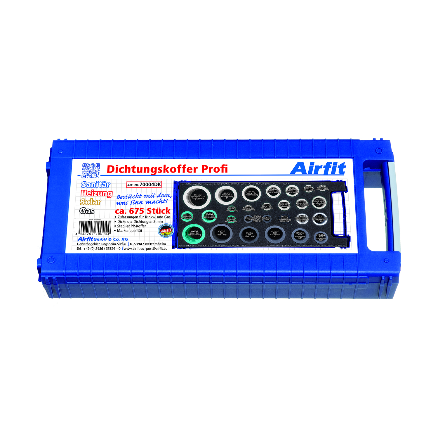airfit Universal-Dichtungskoffer, Profi für Sanitär, Heizung, Solar, Gas
