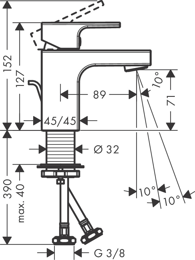 Hansgrohe Waschtischmischer 70 Vernis Shape chrom