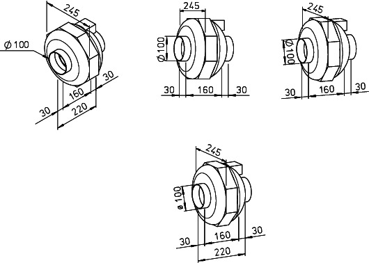 Helios RRK 100 Rohrventilator 1-PH Gehäuse glasfaserverst. Kunststoff