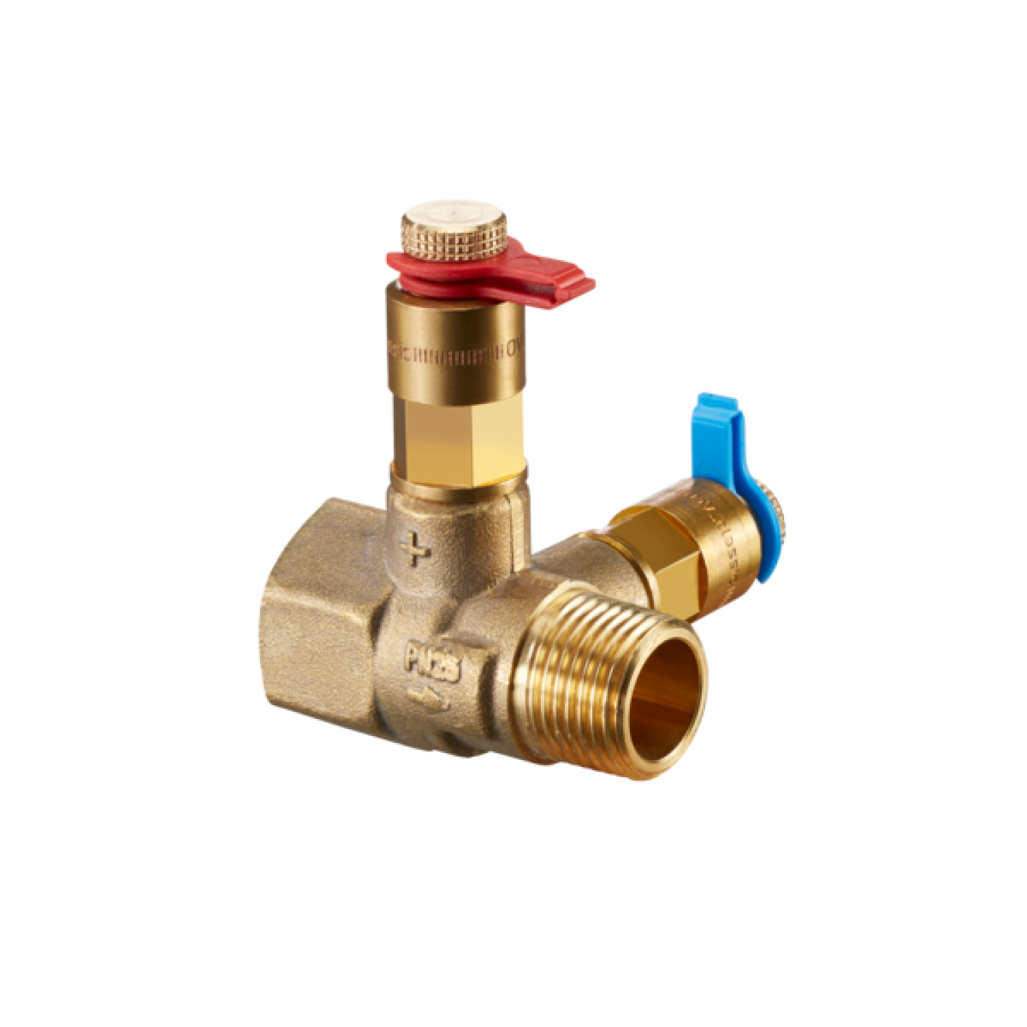 OVENTROP-Messblende m.2 Messventilen mit Nadeltechnik,DN15,1/2"IG/AG, Ms, kvs 2,2