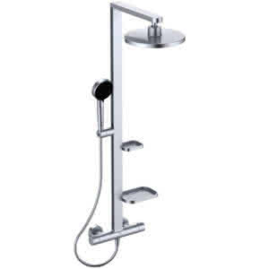 IS Duschsystem Alu+ m.CTherm Brausethem. 2 Ablagen, 2F-HB u. 2F-Kopfbrause Silver