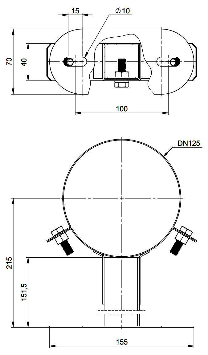 MHG Wandabstandhalter PP/Edelstahl 50-150 mm (kürzbar), DN 80/125