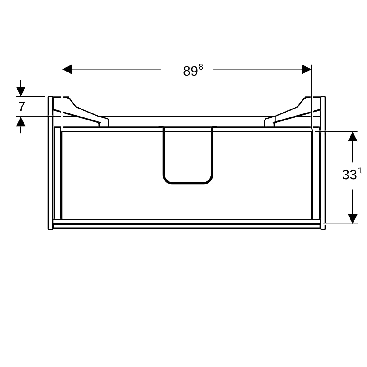 Geberit Unterschrank für MWT, 2 Schubladen B:100cm, weiß glanz