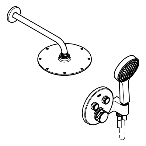 GROHE UP-Duschsys. GrohthermSmartControl 34743 runde Form mit THM/KB/HB chrom