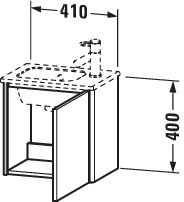 Duravit Waschtischunterbau XSquare, 1 Tür, li 400x410x289mm, Weiß Hochglanz
