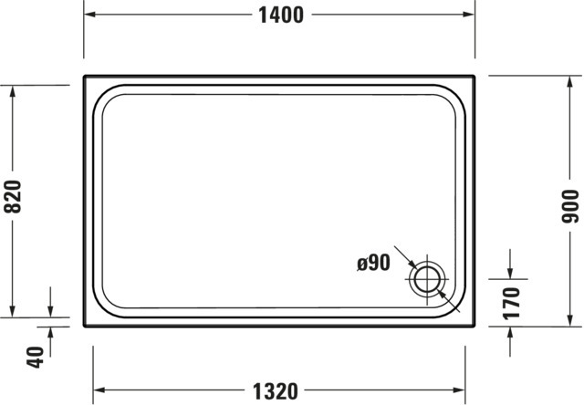 DU D-Code Duschwanne, 1400x900x85 mm, Weiß, Sanitäracryl, Antislip