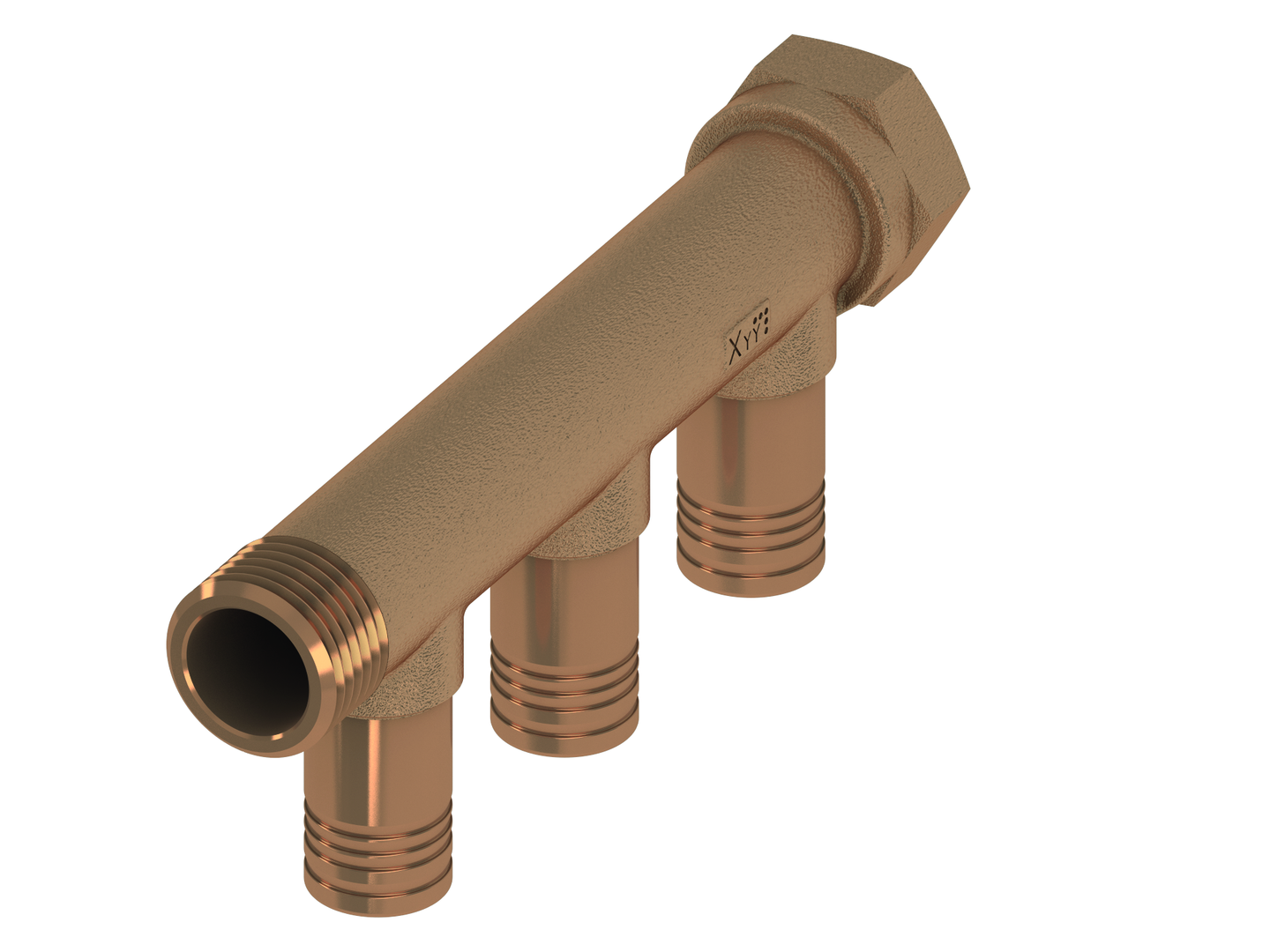 TECElogo-Push Universal-Verteiler 3-fach Dim. 20 x 3/4", Rotguss/Si-Bronze