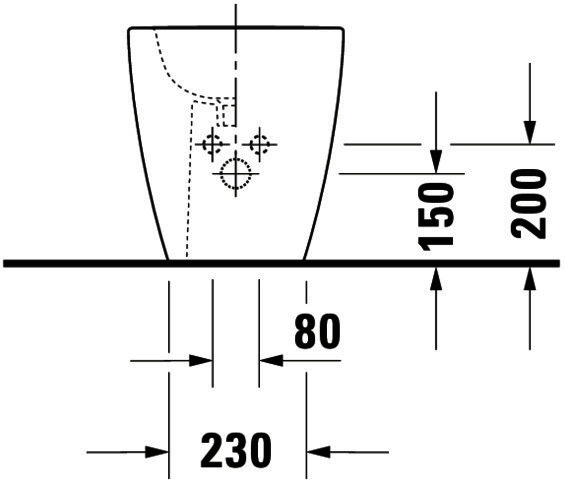 DU Stand-Bidet ME by Starck 600 mm mit ÜL, mit HLB, 1 HL, BTW, weiß WG