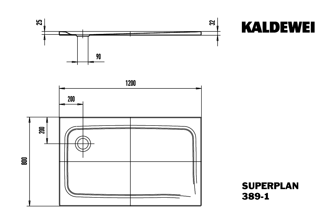 KA DW SUPERPLAN CLASSIC Mod.389-1,800x 1200mm,alpinweiß,mit Vollantislip