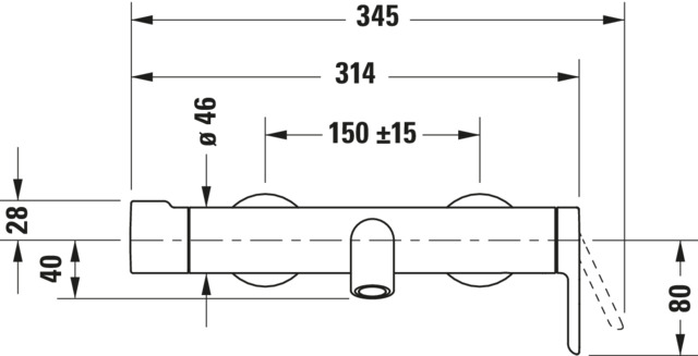 DU C.1 Einhebel Wannenmischer Aufputz Keramikmischsyst., Chrom HG