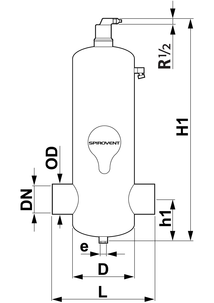 Spirotech Luftabscheider SpiroVent Hi-flow DN 80 - Schweißst., 10 bar / 110 Grad