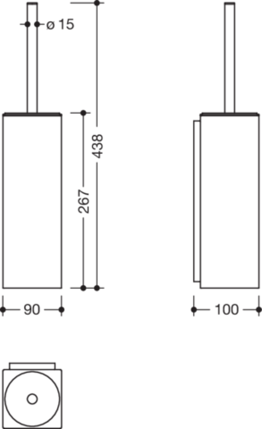 HEWI WC-Bürstengarnitur Sys 900 Q, m. Deckel, matt-schliff