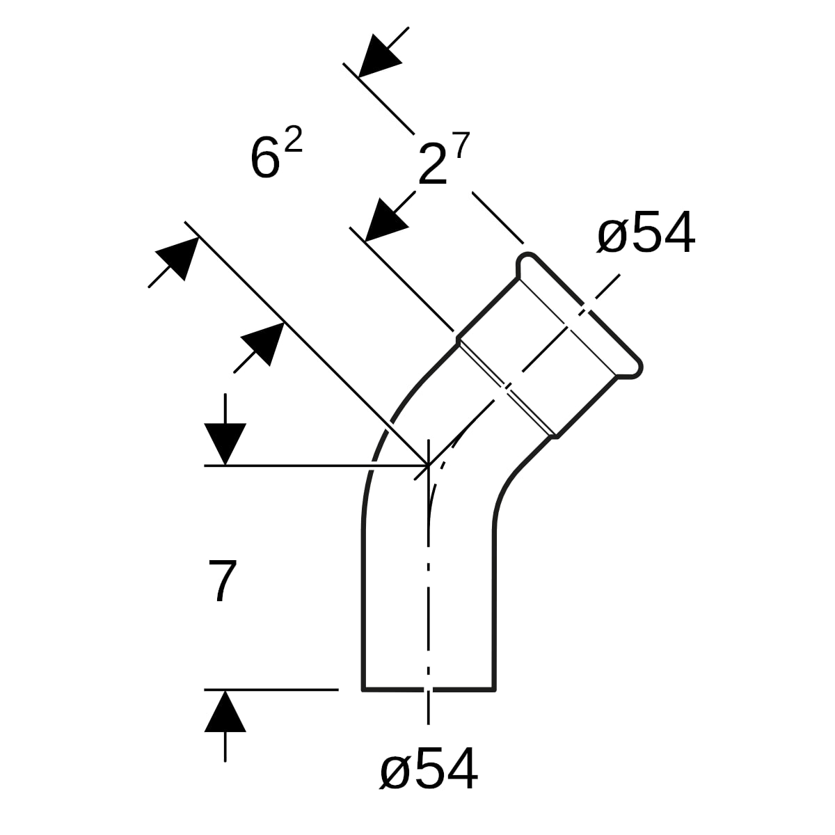 Geberit Mapress Edelstahl Bogen 45Gr d54 mit Einschubende (LABS-frei)