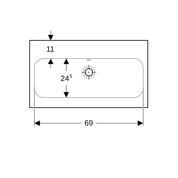 Geberit iCon Light WT 75x42cm, verk. Ausld. ohne Hahnloch, mit Ül., weiß, KeraTect