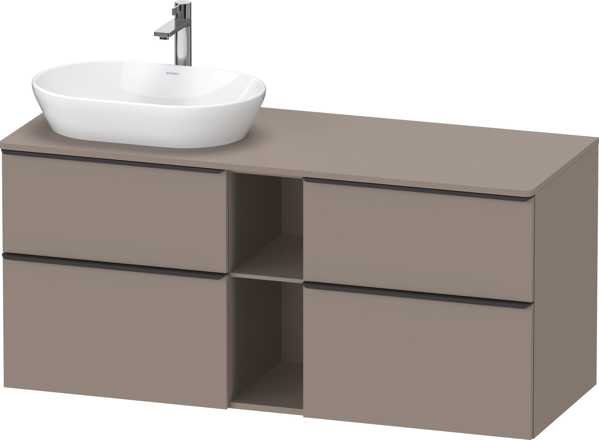 Duravit D-Neo,Kons-WTU,L,AZ:2,SBK:2,Gr:D.Schw 1400x550x644mm,Wdh,Basalt Matt, Dekor