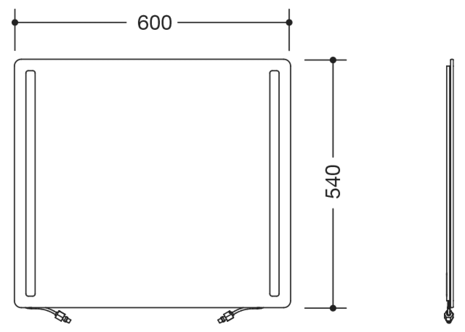 HEWI Verbundspiegel LED basic B:600mm H:540mm