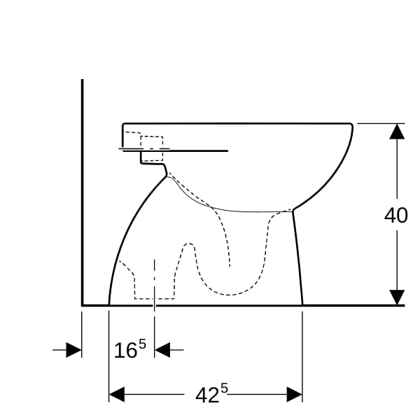 Geberit Renova Stand-WC Tiefspüler, Abg.verti teilgeschl.Form, T:53cm, weiß, KeraTect
