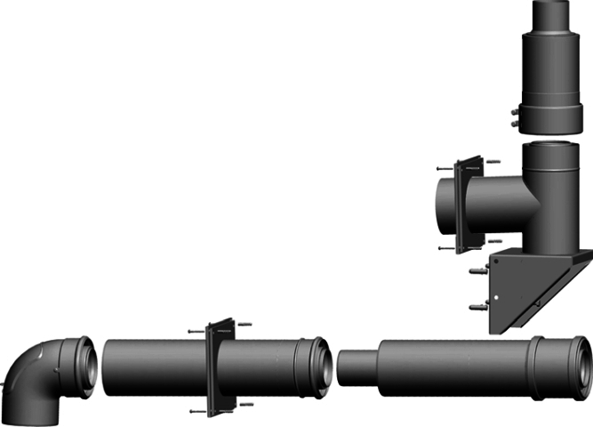 Wolf Anschluss-Set DN80/125 - C53x DN80/125 an der Fassade, raumluftunabh.