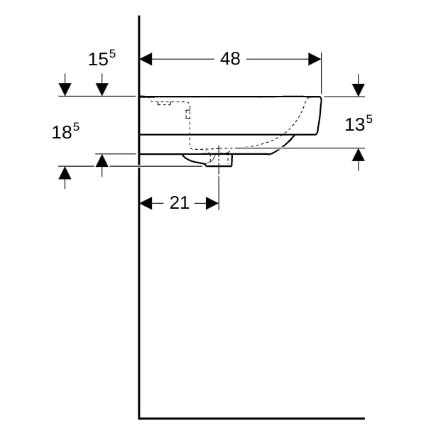 Geberit Renova Plan Waschtisch, 75x48cm m. Hl., m. Ül., weiß, KeraTect