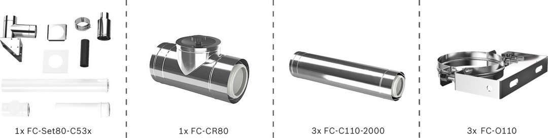 BOSCH Abgas-Standardpaket BOPA FC60 S Fassade starr, 80/125, 6m, RLU