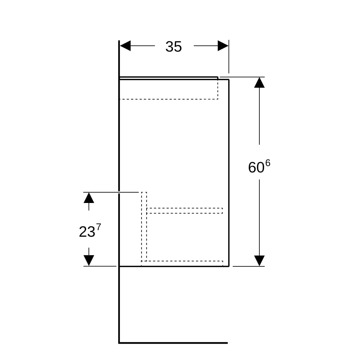 Geberit Renova Plan US für HWB, mit 1 Tür 45,7x60,6x35cm, weiß/l. seidenglanz
