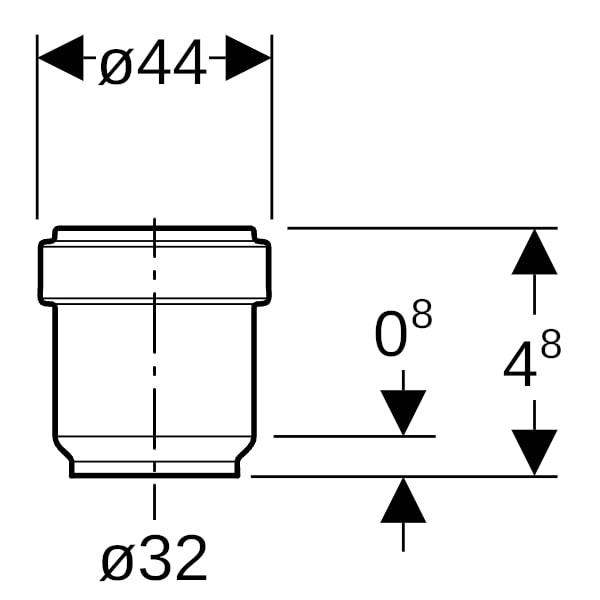 Geberit PE Anschlusssteckmuffe mit Lippendichtung d32/di32 L2,5