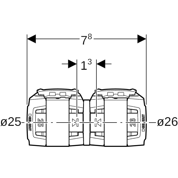 Geberit FlowFit Übergang auf Mepla SiBr d25-d26