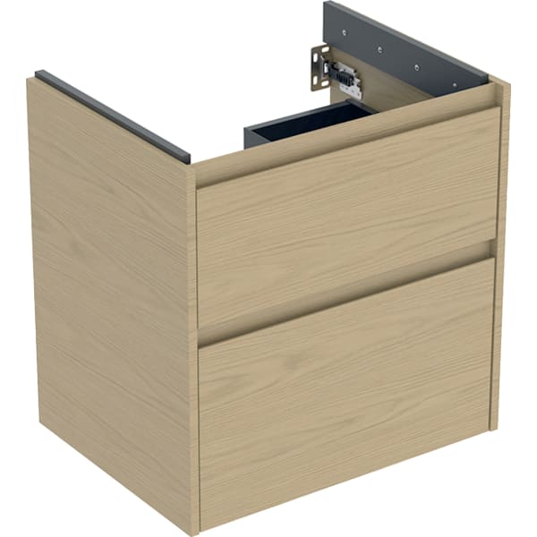 Geberit Renova Plan US f. WT, m. 2 Schubladen 59,5x60,6x44,6cm, Eiche natur
