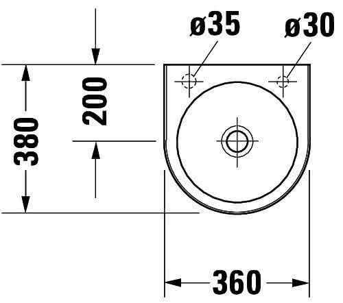 DU Handwaschbecken Architec 360 mm o.ÜL, m.HLB, HL-Vst. li./re., weiß